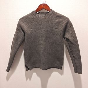 All Saints Size Small Heavy Wool Cropped Sweater Brown Charcoal